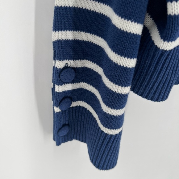 Kerri Rosenthal Knit Striped V Neck Embroidered Font Graphic Sweater Pullover - Picture 7 of 7